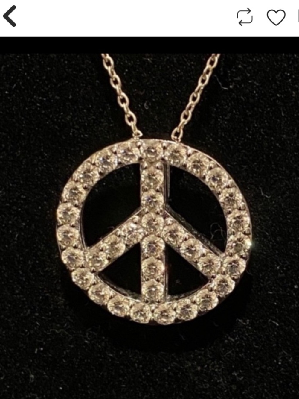 Sterling Silver CZ Peace Sign Pendant Necklace - Sparkling White